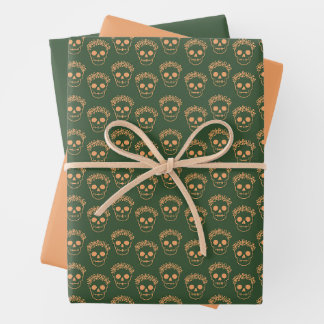 Hoja De Papel De Regalo Calavera con flor
