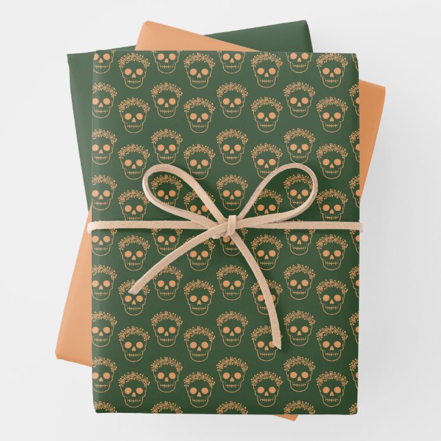 Hoja De Papel De Regalo Calavera con flor (In situ)