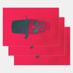 Hoja De Papel De Regalo Calavera con Navidades de Halloween de Red Green d