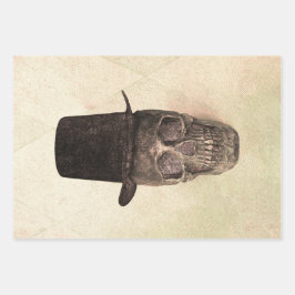 Hoja De Papel De Regalo Calavera Con Sombrero Superior Textura Beige Vinta