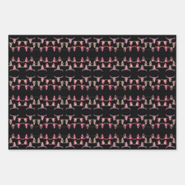 Hoja De Papel De Regalo Calavera de toro Rústico negro rosado occidental