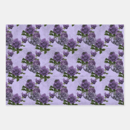 Hoja De Papel De Regalo Calavera gótica de púrpura y piedra gris