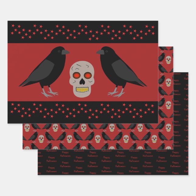 Hoja De Papel De Regalo Calavera gótica y guardián arroja Personalizado de (Set)