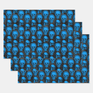 Hoja De Papel De Regalo Calaveras Azules y Serie de Girasoles Diseño 6