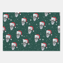 Hoja De Papel De Regalo Calaveras con Navidades de barbas envueltos de pap