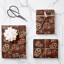 Hoja De Papel De Regalo Calaveras de azúcar Cinco de Mayo Rosas