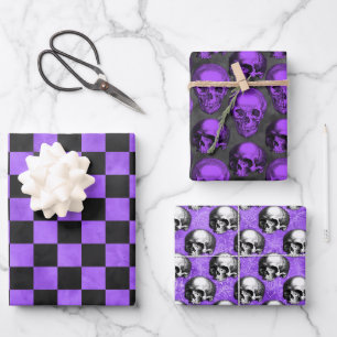 Hoja De Papel De Regalo Calaveras Moradas y Diseño de la Serie Girasoles 8