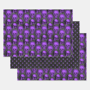 Hoja De Papel De Regalo Calaveras Moradas y Serie de Girasoles Diseño 1