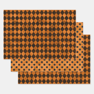 Hoja De Papel De Regalo Calaveras Naranjas y Diseño de la Serie Girasoles