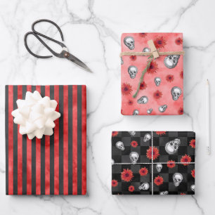 Hoja De Papel De Regalo Calaveras Rojas y Diseño de la Serie Girasoles 11