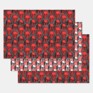 Hoja De Papel De Regalo Calaveras Rojas y Serie Girasol Diseño 1