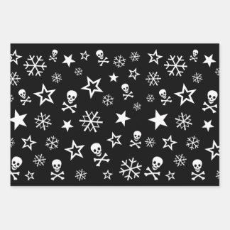 Hoja De Papel De Regalo Calaveras y copos de nieve