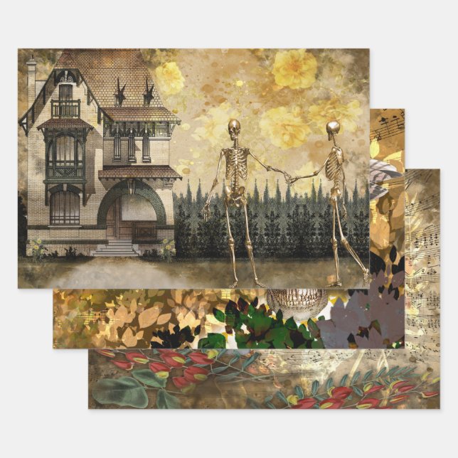 Hoja De Papel De Regalo Calaveras y ruinas (Set)