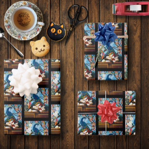 Hoja De Papel De Regalo Calico Cat Dragon Red