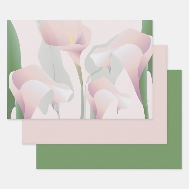 Hoja De Papel De Regalo Calla Lily Pink Floral (Set)