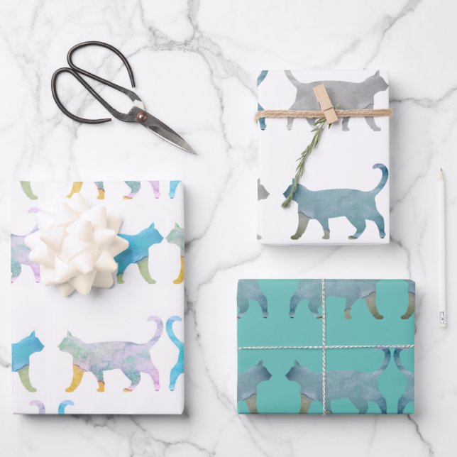 Hoja De Papel De Regalo Caminata de gato (Anverso)