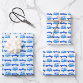 Hoja De Papel De Regalo Camión azul y aventura RV de remolque
