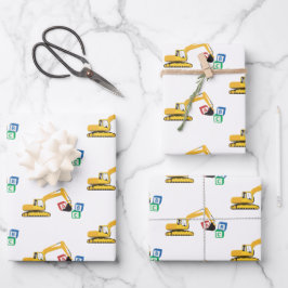 Hoja De Papel De Regalo Camión de construcción de la excavadora ABC