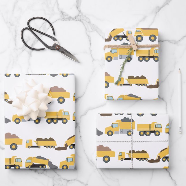 Hoja De Papel De Regalo Camiones de construcción de volcado (Anverso)
