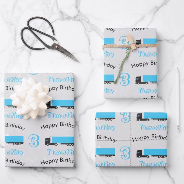 Hoja De Papel De Regalo Camiones de transporte de camiones semirremolques  (Anverso)