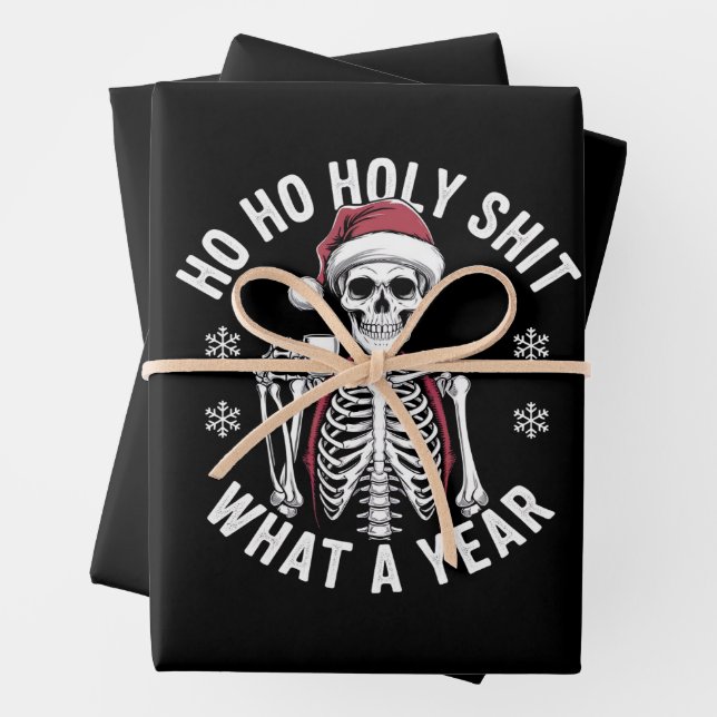 Hoja De Papel De Regalo Camisa Santa Qué Año Navidades Humor Skeleton (In situ)