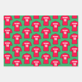 Hoja De Papel De Regalo Camisas de fútbol en rojo