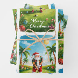 Hoja De Papel De Regalo Camiseta de Golf Navidad con Santa en Hawaii