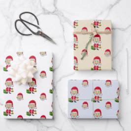 Hoja De Papel De Regalo Campana de Navidad con Santa