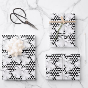Hoja De Papel De Regalo Campanas de Boda Blk Geo Blanco