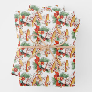Hoja De Papel De Regalo Campanas y arcos de navidad