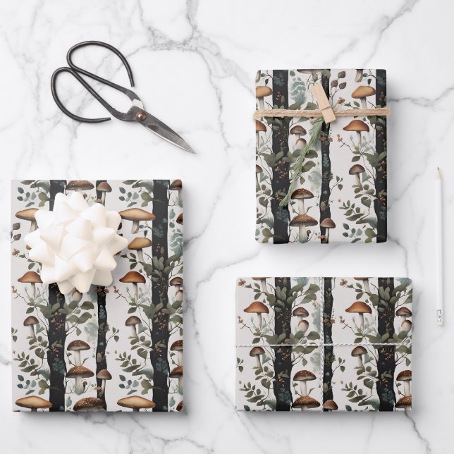 Hoja De Papel De Regalo Campos de hongos (Anverso)