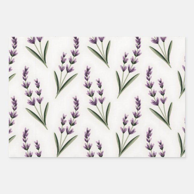 Hoja De Papel De Regalo Campos de lavanda  (Anverso)