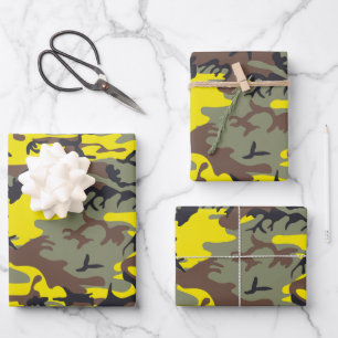 Hoja De Papel De Regalo Camuflaje amarillo y marrón, ejército