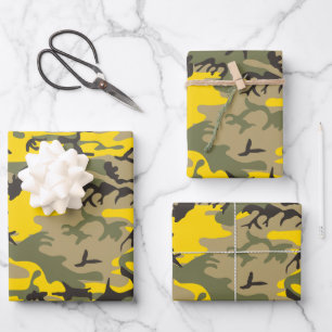 Hoja De Papel De Regalo Camuflaje amarillo y verde, ejército, ejército