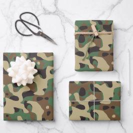 Hoja De Papel De Regalo Camuflaje Ejército Beige Verde de Camo
