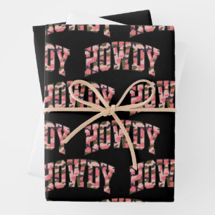 Hoja De Papel De Regalo Camuflaje Howdy Rosa Preppy Navidad