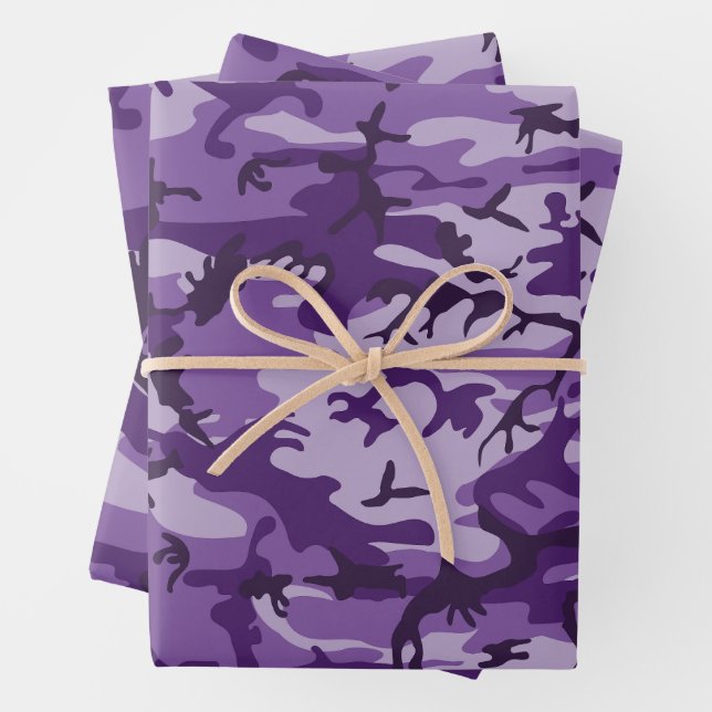 Hoja De Papel De Regalo Camuflaje morado, ejército (In situ)