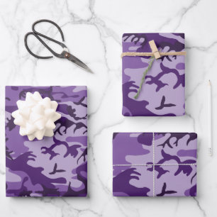 Hoja De Papel De Regalo Camuflaje morado, ejército