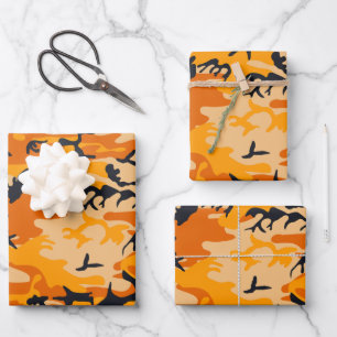 Hoja De Papel De Regalo Camuflaje naranja, militar, ejército
