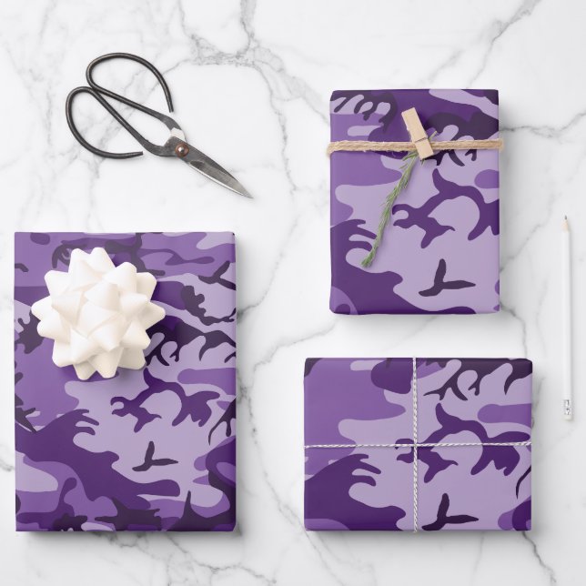Hoja De Papel De Regalo Camuflaje púrpura, militar, ejército (Anverso)