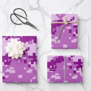 Hoja De Papel De Regalo Camuflaje púrpura Pixel