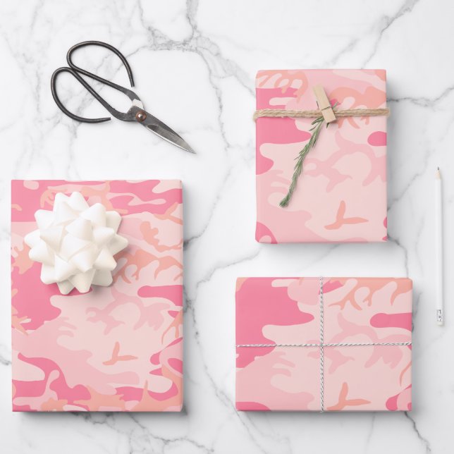 Hoja De Papel De Regalo Camuflaje rosa, ejército, ejército (Anverso)