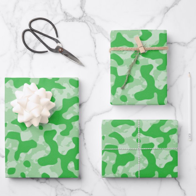 Hoja De Papel De Regalo Camuflaje verde camo (Anverso)