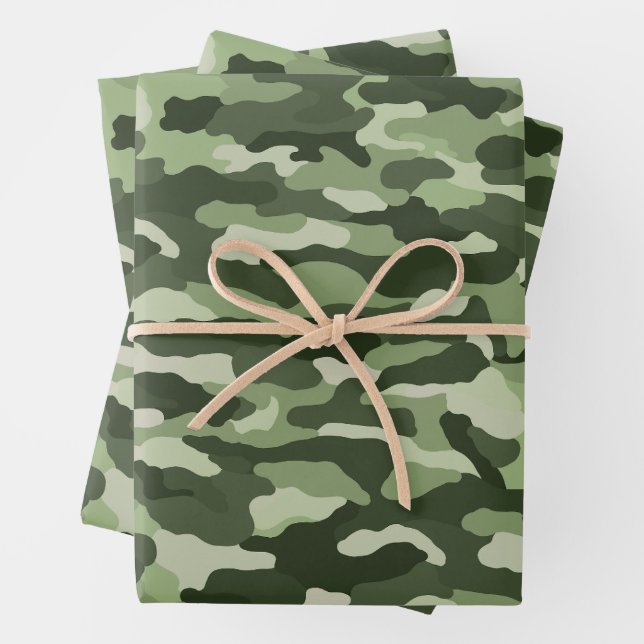 Hoja De Papel De Regalo Camuflaje verde oliva (In situ)