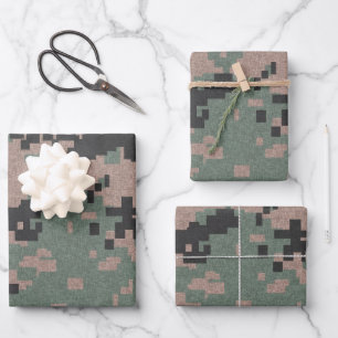 Hoja De Papel De Regalo Camuflaje verde pixel