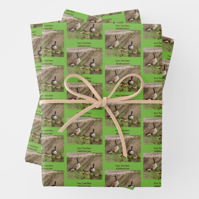 Hoja De Papel De Regalo Canadá: Animales de la familia Goose personalizado (In situ)