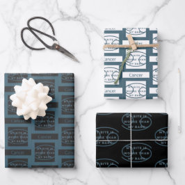 Hoja De Papel De Regalo Cáncer Zodiac Rótulo Cumpleaños Fun Cita Azul Text