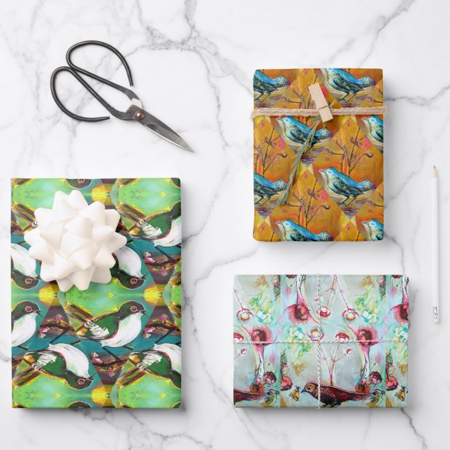 Hoja De Papel De Regalo Canciones Aves (Anverso)