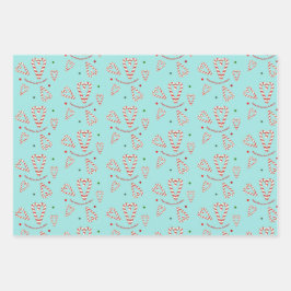 Hoja De Papel De Regalo Candy Cane Hearts Festividades Personalizadas