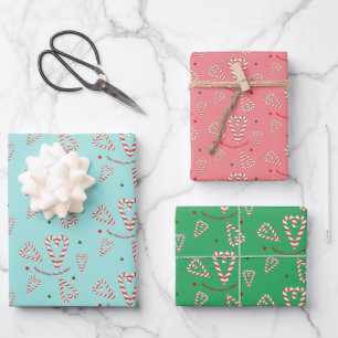 Hoja De Papel De Regalo Candy Cane Hearts Festividades Personalizadas